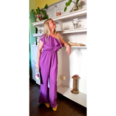 Mono un solo hombro púrpura, lino lurex - comprar online