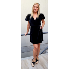 Vestido cruzado terciopelo Negro - ALADA
