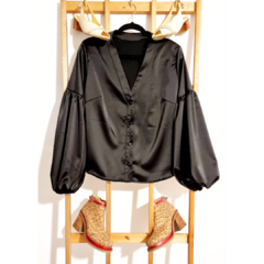 Camisa manga regulable Seda Negro