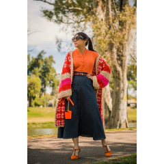 Falda cruzada jean azul - comprar online
