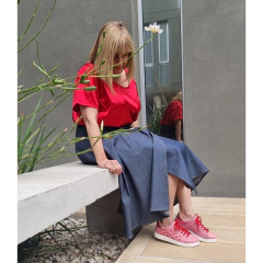Falda cruzada jean azul - tienda online