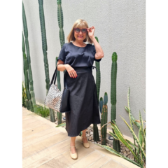 Falda cruzada jean negro - comprar online