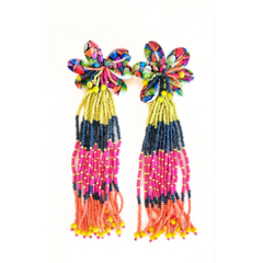 Aros tropical canutillos bordados flores Copa Cabana