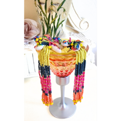 Aros tropical canutillos bordados flores Copa Cabana - comprar online