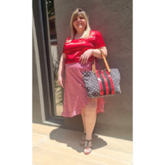 Falda Vichy cuadrille al bies rojo - comprar online