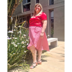 Imagen de Falda Vichy cuadrille al bies rojo