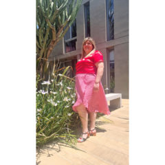 Falda Vichy cuadrille al bies rojo