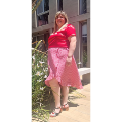 Falda Vichy cuadrille al bies rojo - tienda online