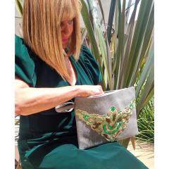 Vestido cruzado terciopelo Verde - ALADA