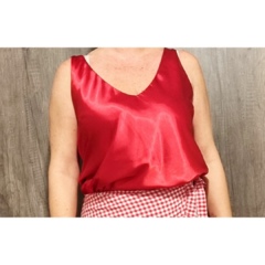 Musculosa satén rojo