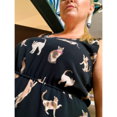 Vestido gasa gatitos negro - ALADA