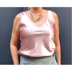 Musculosa satén rosa