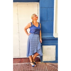 Falda Vichy al bies azul