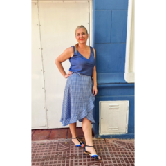 Falda Vichy al bies azul - tienda online