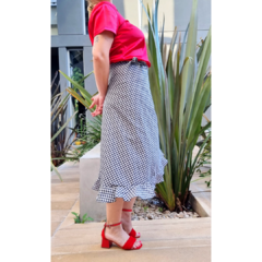 Falda cruzada al bies vichy negro - tienda online