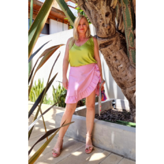 Falda pareo corto rosa oxford