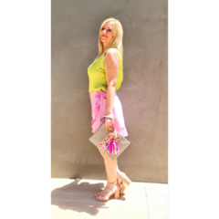 Falda pareo corto rosa oxford - tienda online