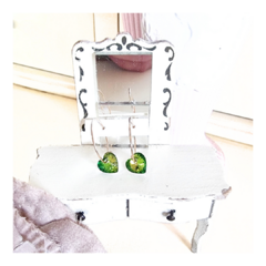 Aros argolla corazón cristal facetado verde - comprar online
