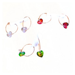 Aros corazón cristal facetado tornasol lila - ALADA