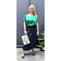 Falda cruzada jean negro - comprar online