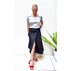Falda cruzada jean negro - tienda online