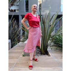 Falda Vichy cuadrille al bies rojo en internet