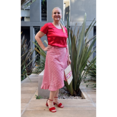 Imagen de Falda Vichy cuadrille al bies rojo