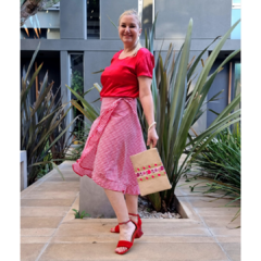 Imagen de Falda Vichy cuadrille al bies rojo