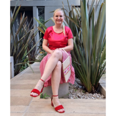 Falda Vichy cuadrille al bies rojo en internet