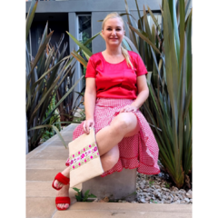 Falda Vichy cuadrille al bies rojo - tienda online