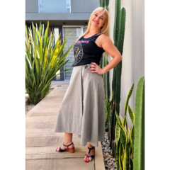 Falda lino italiano cruzada gris - tienda online