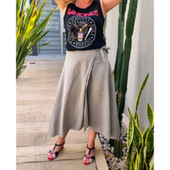 Falda lino italiano cruzada gris