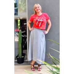 Falda lino italiano cruzada gris - comprar online
