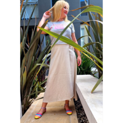 Falda lino italiano natural - tienda online