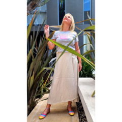 Falda lino italiano natural - tienda online