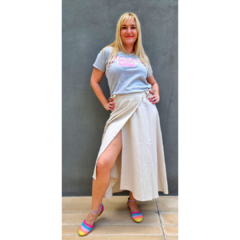 Falda lino italiano natural - comprar online