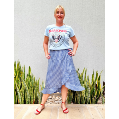 Falda Vichy al bies azul