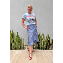 Falda Vichy al bies azul