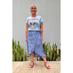 Imagen de Falda Vichy al bies azul