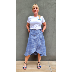 Falda Vichy al bies azul - ALADA
