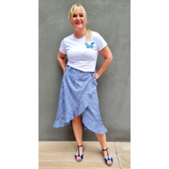 Falda Vichy al bies azul en internet