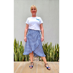 Falda Vichy al bies azul