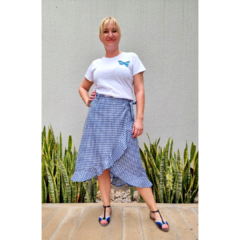 Imagen de Falda Vichy al bies azul