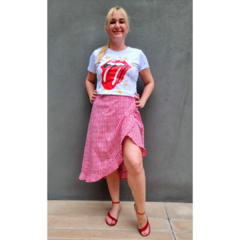 Falda Vichy cuadrille al bies rojo en internet