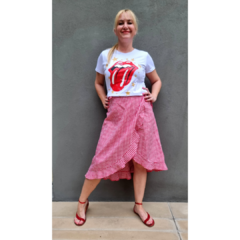 Falda Vichy cuadrille al bies rojo - ALADA