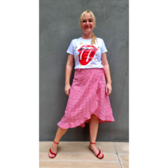 Falda Vichy cuadrille al bies rojo - tienda online