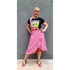 Falda Vichy cuadrille al bies rojo - ALADA