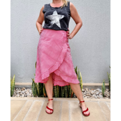 Imagen de Falda Vichy cuadrille al bies rojo