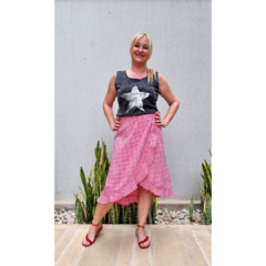 Falda Vichy cuadrille al bies rojo - tienda online