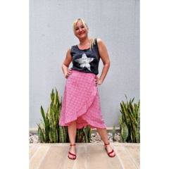 Falda Vichy cuadrille al bies rojo - comprar online